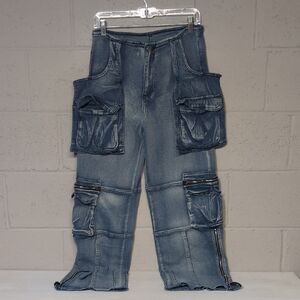 Women's Denim Cargo Y2K Wide Leg Jeans Size Medium NWOT